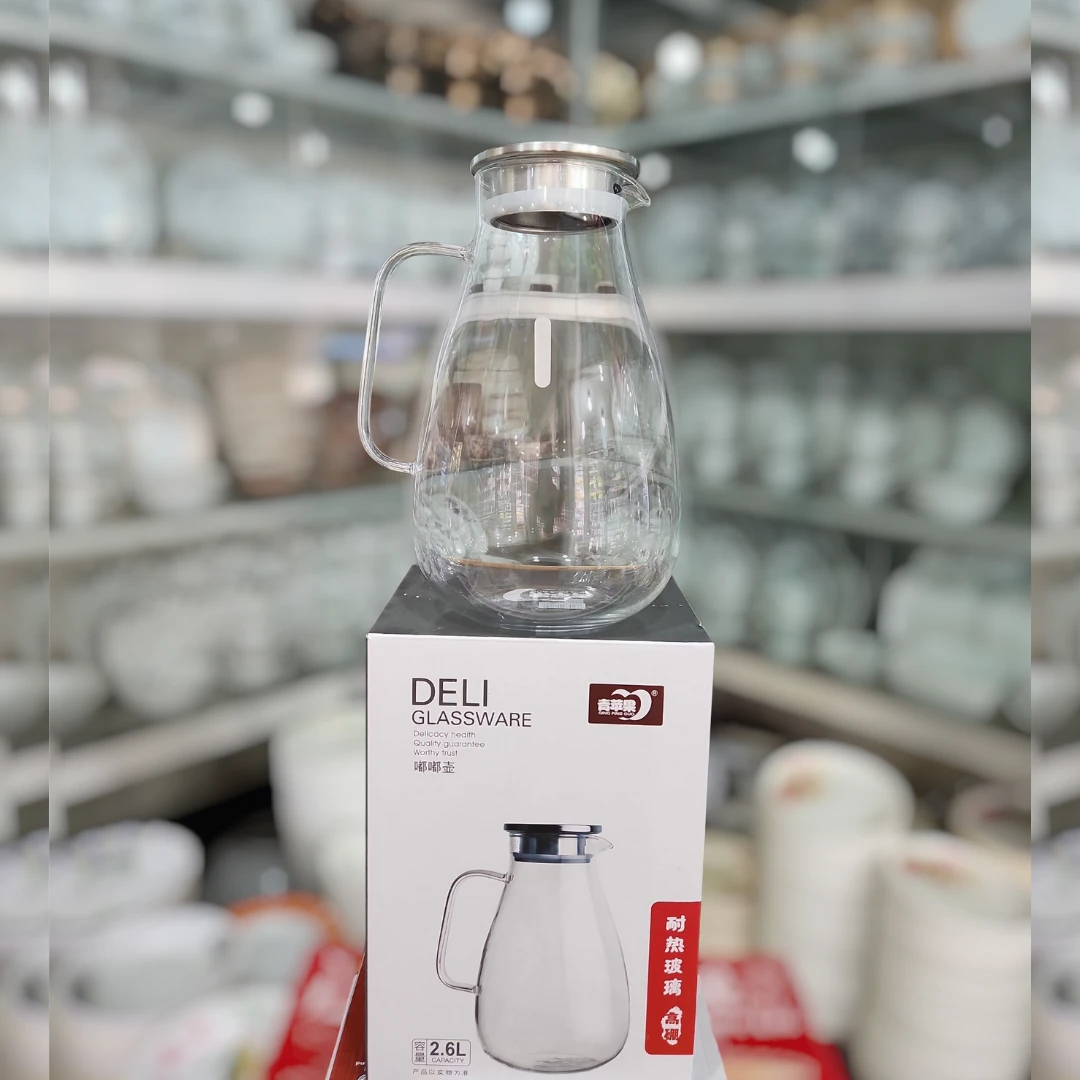 Deli Borosilicate 2.6 Ltr. Heat Resistant Jug With SS Lid